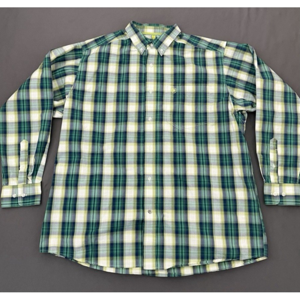 Ariat Pro Series Shirt Mens Size XL Green Long Sleeve Western Button Up